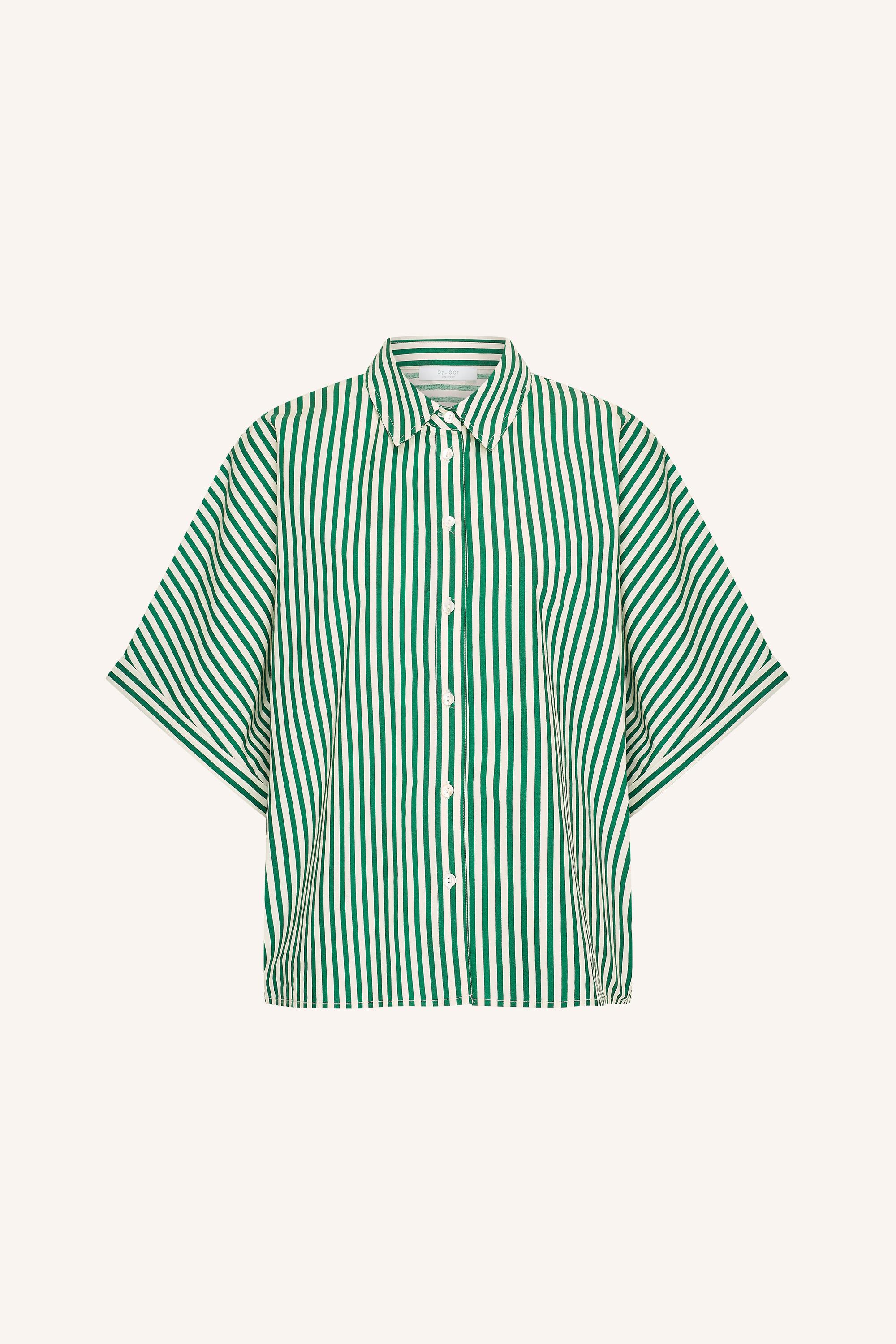 By-Bar Sunny Stripe Blouse Evergreen Damen Bluse grün weiß